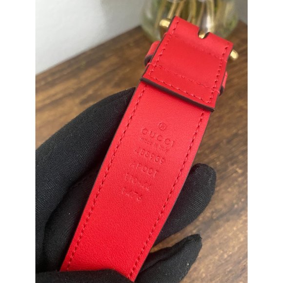 GUCCI BIT BELT 488939 RED & GOLD LEATHER NEW RED LEATHER BELT 110/44 main image 7